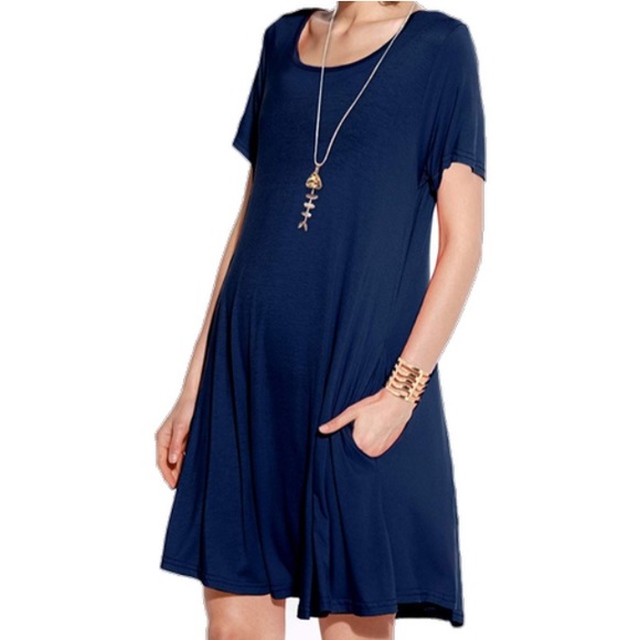 JollieLovin Dresses & Skirts - 🆕 NWOT Blue Skater Dress w/Pockets [Size: 2X]